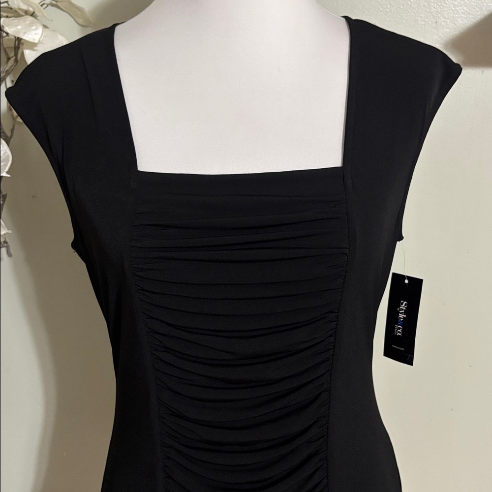 Style & Co Black Ruched Blouse - Picture 2 of 4